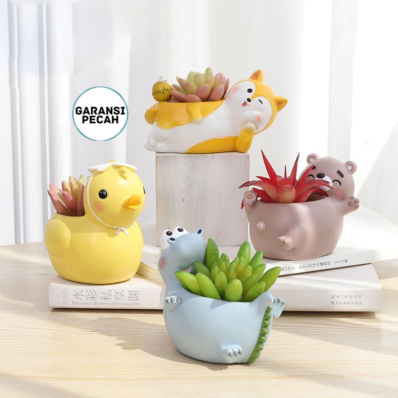 Triple W Pot Mini Succulent Planter Cute Animal Tanaman Bunga Kaktus Dekorasi