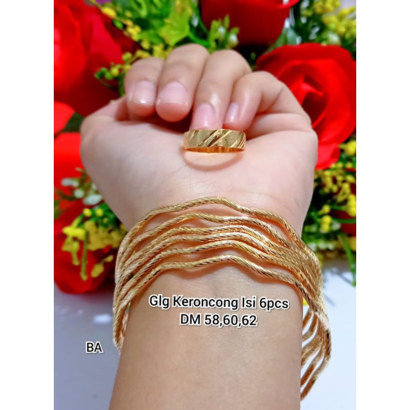 Gelang keroncong isi 6pcs free cincin termurah