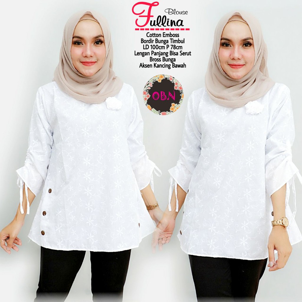 MAWAR FULLINA BLOUSE KATUN PUTIH