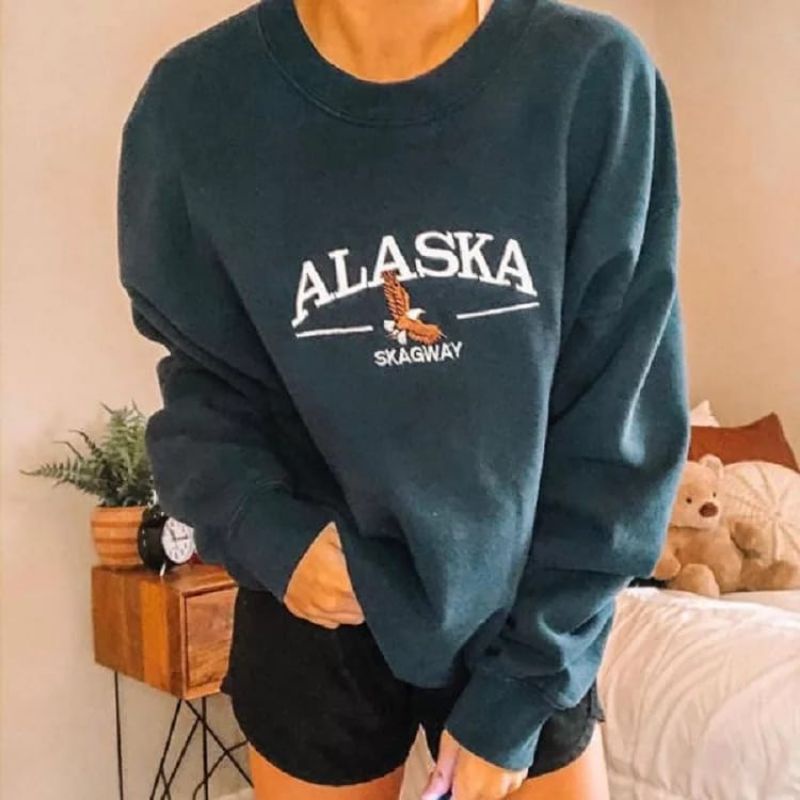 SWEATER UNISEX ALASKA SKAGWAY /// ATASAN CASUAL FLEECE TEBAL KEKINIAN TERBARU&quot;