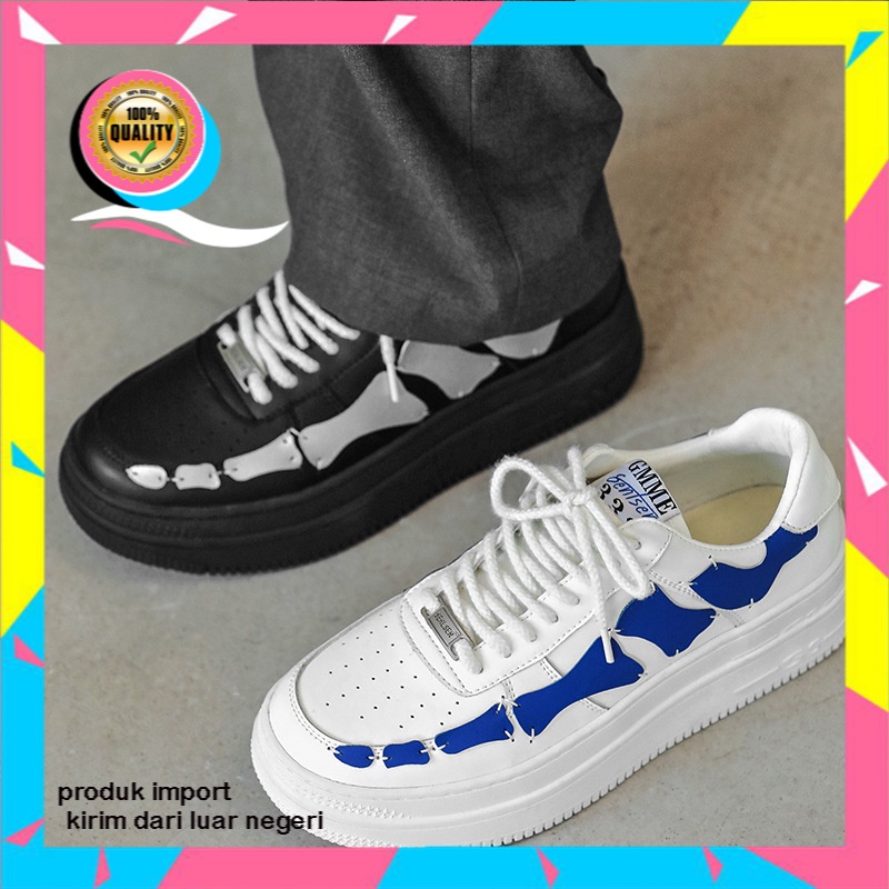 Sepatu 2021  Pria  Putih Pasangan Tebal Bawah  Tipis  Double Tunggal Tulang  Nasional  Sneakers Fash