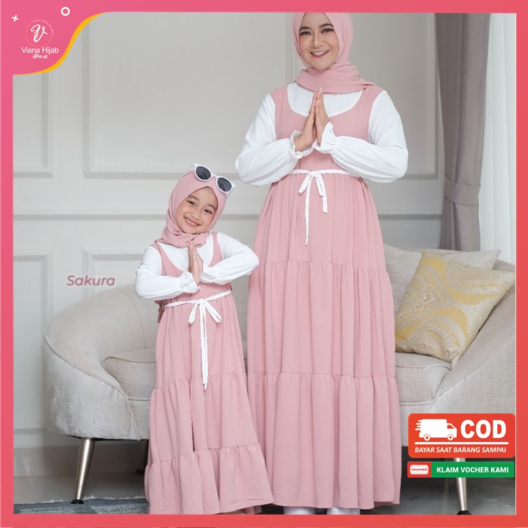 Gamis Couple Ibu Dan Anak Serina Dress By Hayme_official Maxi Dress Polos Wanita Dewasa Hijab Bahan 