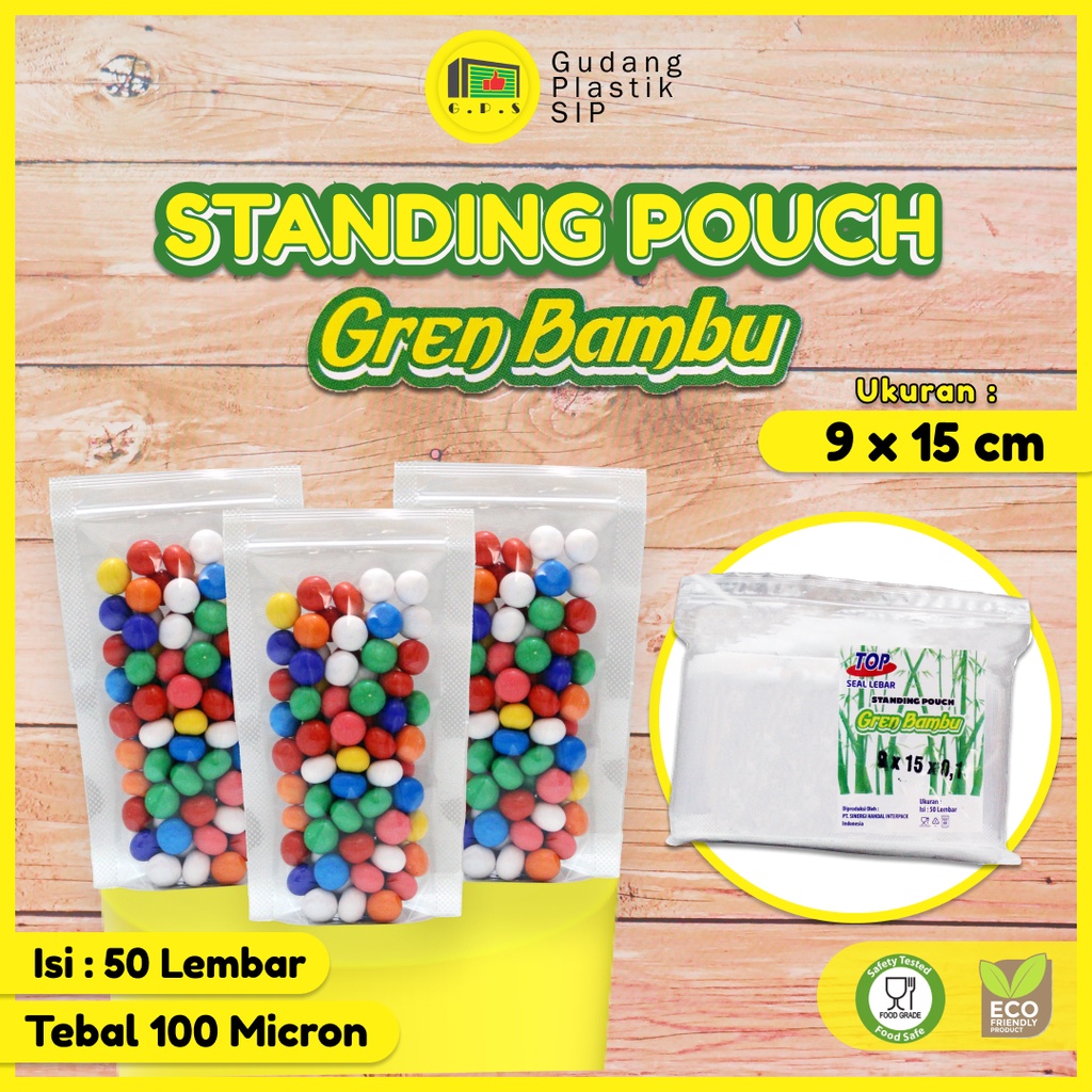 PLASTIK STANDING POUCH 9X15 CM / PLASTIK KLIP BERDIRI ISI 50