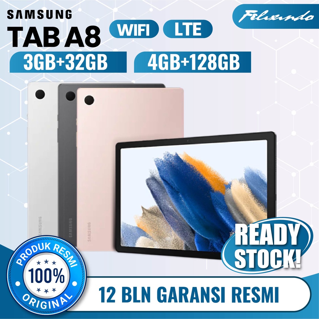 Samsung Galaxy Tab A8 Wifi LTE 3/32 4/128 GB RAM 3 4 ROM 32 128 Tablet Android Murah Original