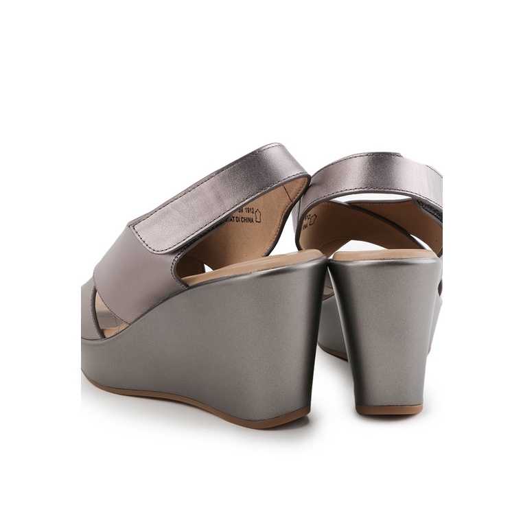 SANDAL WEDGES KULIT OBERMAIN WANITA ORIGINAL SLINGBACK SILVER OW27