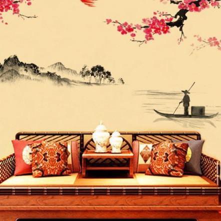 Stiker Dinding Wallpaper 60x90cm Motif Karakter Bunga Sakura