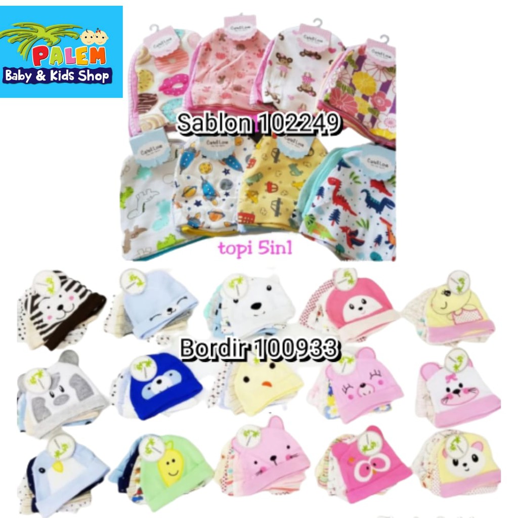 Topi Catell love 1 Set Isi 5pcs Kupluk Bayi Newborn