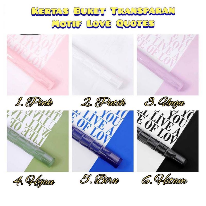 

1 lembar kertas buket tulisan love Flowers wrapping paper transperent Flowers wrapping paper love quotes kertas buket transparan