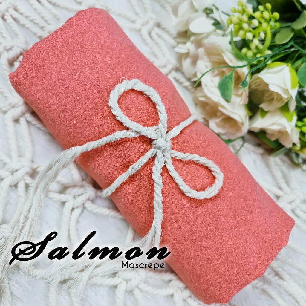 Jilbab instan khimar XL ped antem, belakang panjang segitiga hijab bergo,MOOSCREPE kerudung syar'i-KIMAR XL SALMON