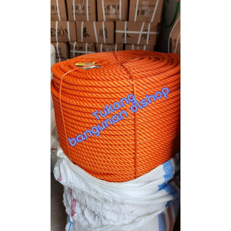 

Tali tambang plastik PE ukuran 8 mm Harga per rol panjang 200 meter