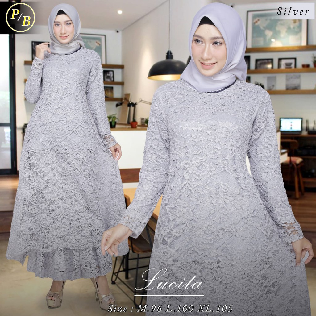 NEW  KEBAYA SEMI GAMIS BROKAT LUCITA MIX DUYUNG BROKAT