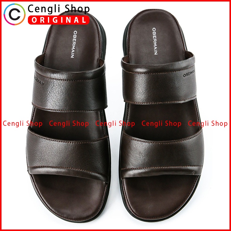 SANDAL OBERMAIN PRIA ORIGINAL CASUAL KULIT ASLI BRANDED COKLAT OM03