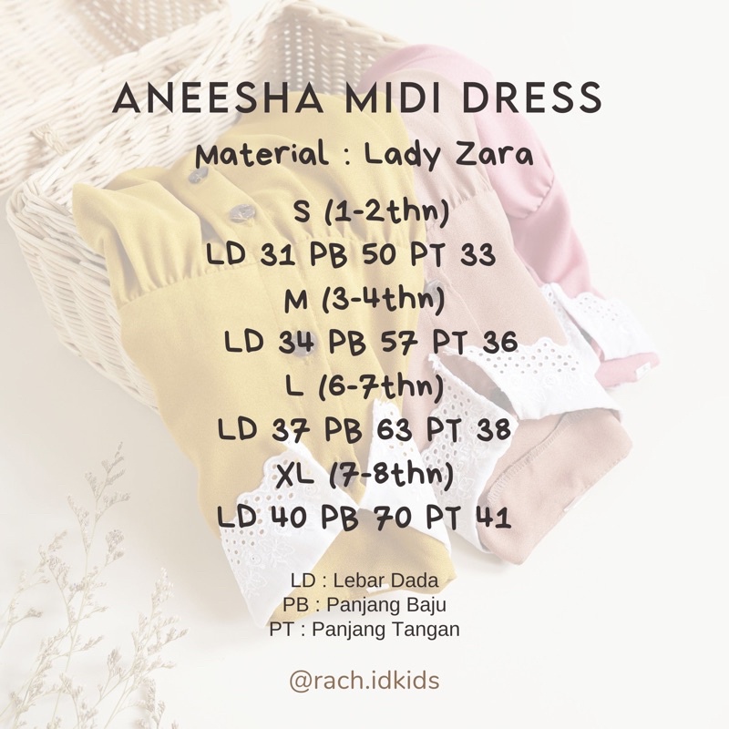 RACHIDKIDS / MIDI DRESS ANAK / TUNIK ANAK LUCU / TUNIK ANAK MURAH / ANEESHA TUNI