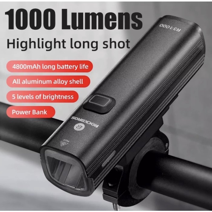 Rockbros R3 1000Lm 1000 Lumens Lampu Depan Sepeda Lipat Mtb Rb Not 800