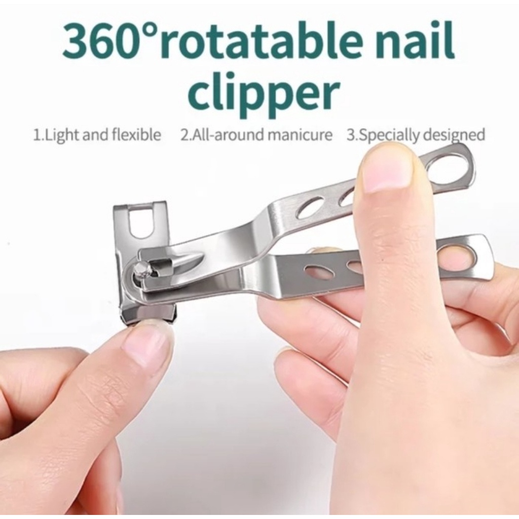 Potong Kuku 360 Nail Art Clipper Manicure Alat Gunting Kuku