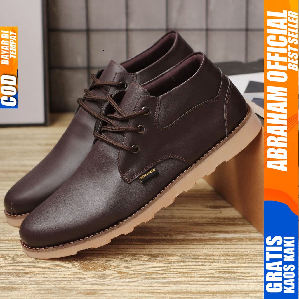 ABRAHAM COLLE Sepatu Formal Casual Pantofel Hitam - Coklat