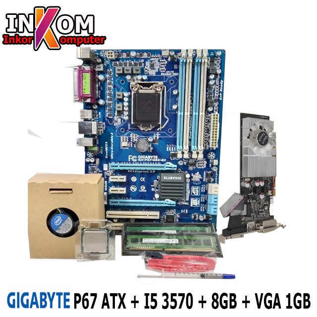 Paket Mainboard Mobo Motherboard P67 ATX Dengan Procesor i5