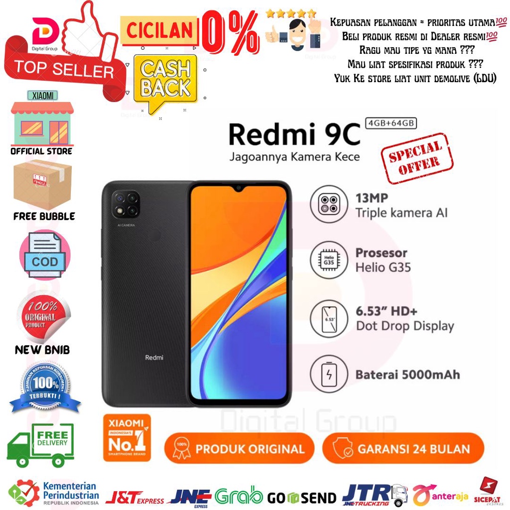 Xiaomi Redmi 9C 4/64 GB GARANSI RESMI