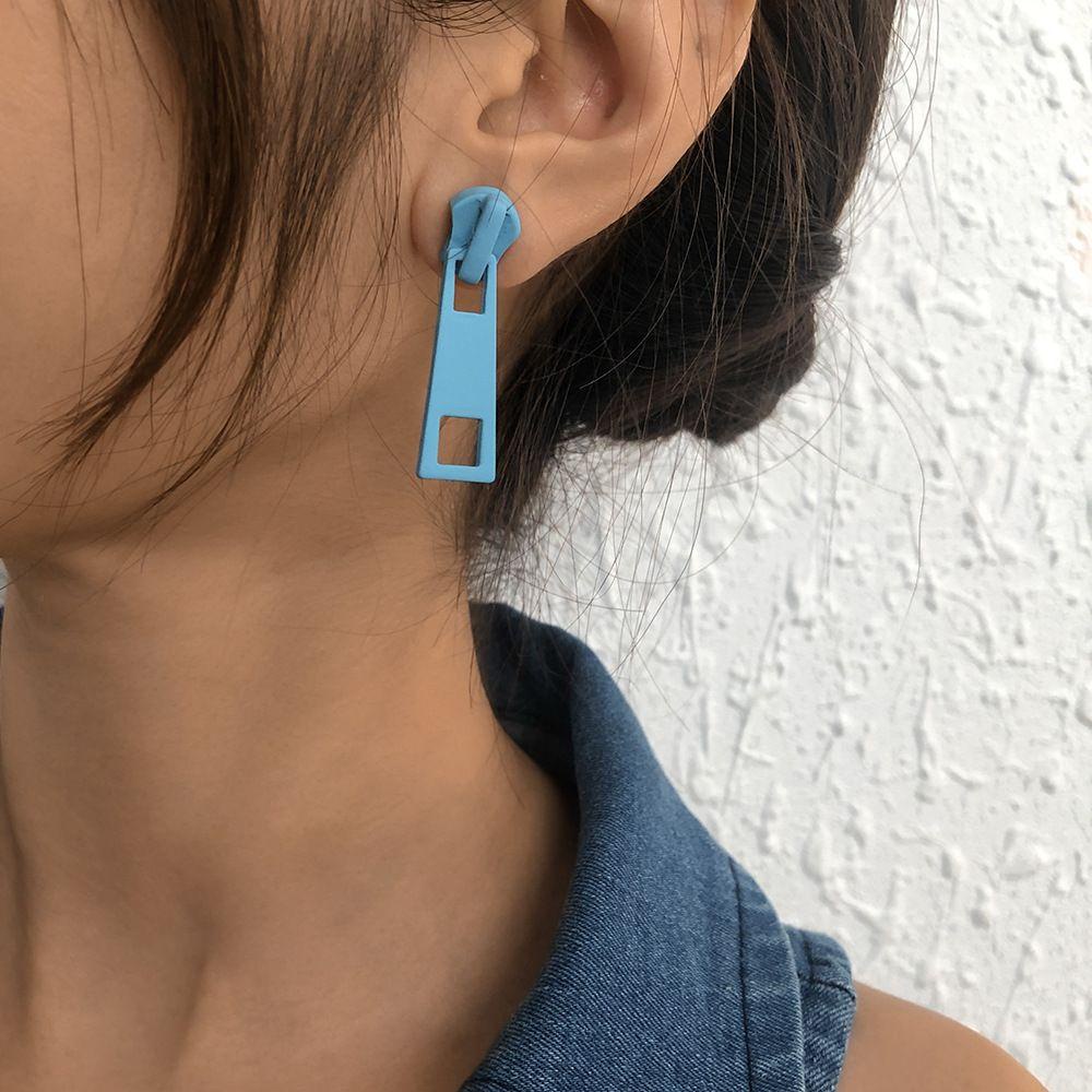 Anting Ritsleting Nanas Gadis Kreatif Sederhana Warna Permen