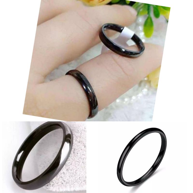 4s GROSIR SOLO || cincin titanium unisex hitam polos anti karat bergaya elegant / cincin hitam polos anti karat dengan berbagai ukuran dan lebar