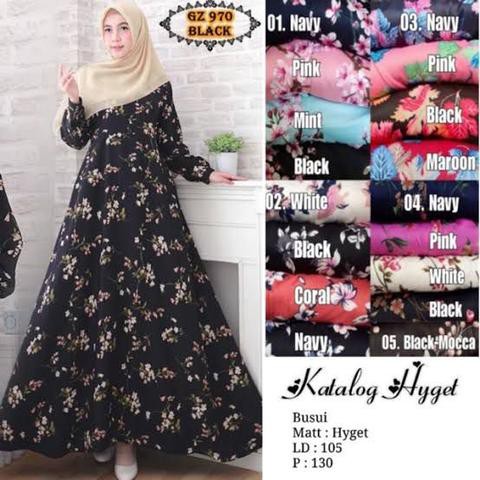 [BISA COD] GAMIS HYGET MOTIF Nagita Ranting Bunga - Gamis Murah Busui Friendly