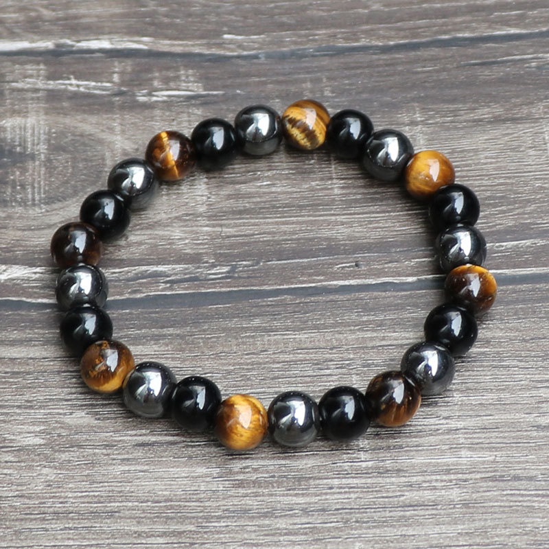 [ Unisex Natural Obsidian Adjustable Stretch Beads Bracelet][tress Relief Healing Chakra Yoga Bracelet  ]