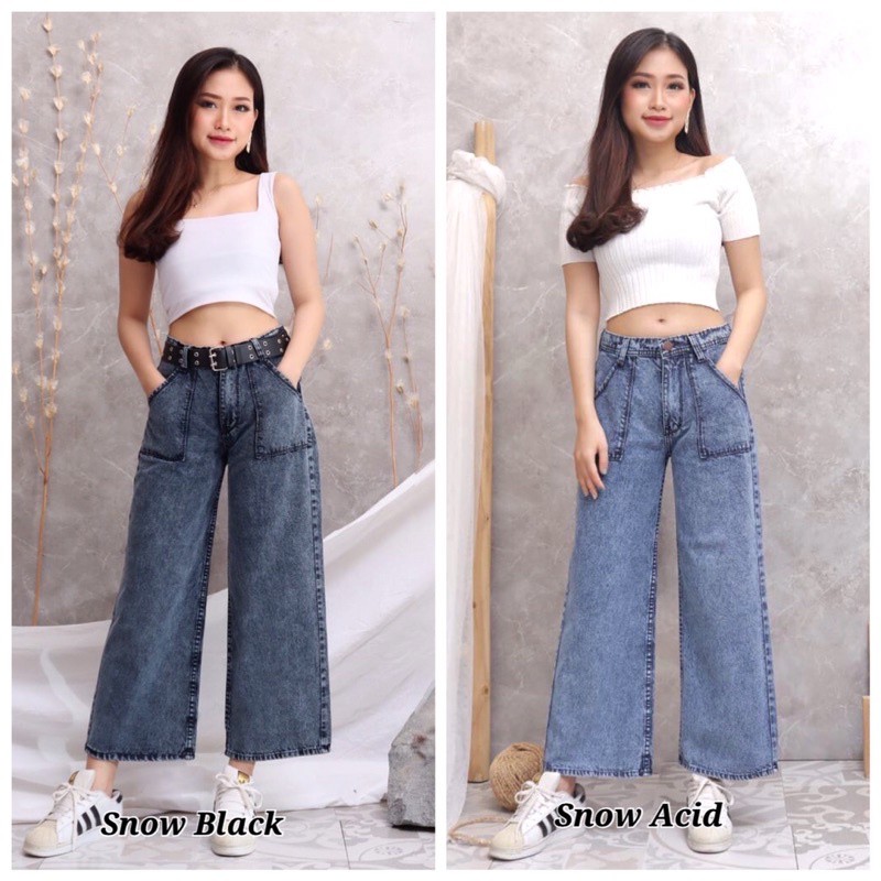 Highwaist Kulot Jeans Wanita / Kulot Jeans kantong / Kulot Jins / Kulot murah