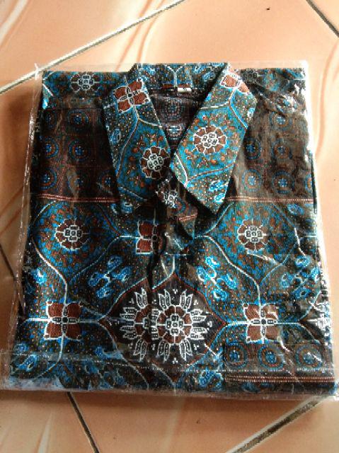 022 Zahira Batik Hrb026 Kenongo Hem Kemeja Batik Pria Lengan Pendek  Katun Primis Halus M L Xl