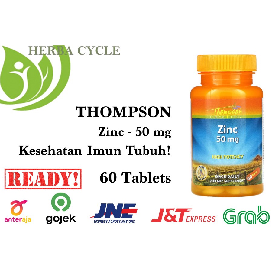 Thompson Zinc 50 mg 60 Tab Jaga Kesehatan Imun Tubuh Vit Zinc ORI USA