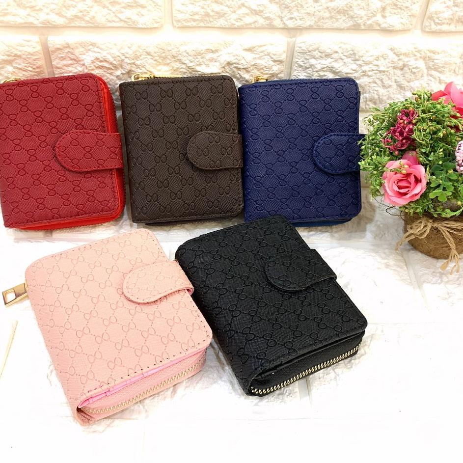 Terlaris ➔ Dompet Batam GUCCI EMBOSS koin Dompet Kecil wanita kartu Lipat Tumpuk COIN 55➬ (Ready sto