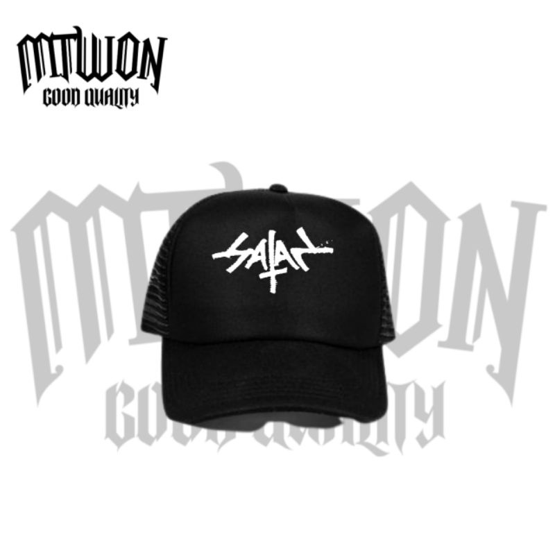 Snapback Topi SATAN logo / Trucker jaring hitam baseball caps pria wanita man women beanis baret new