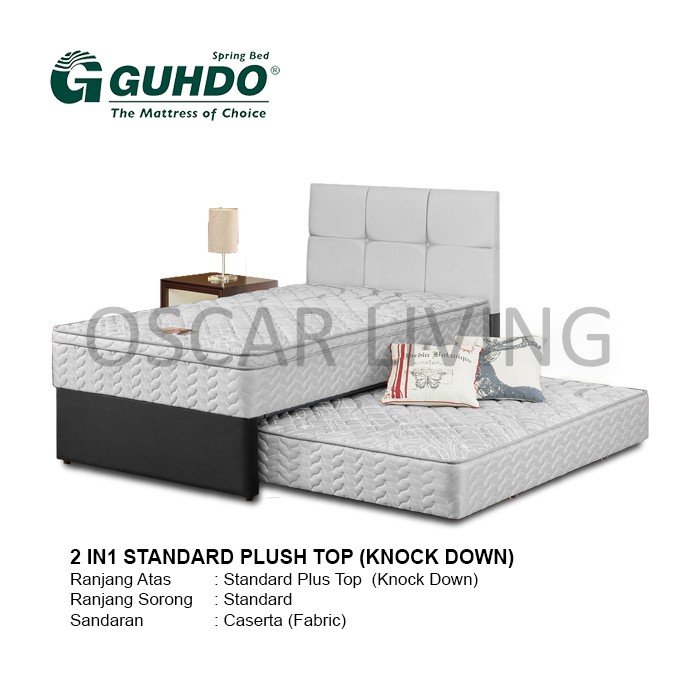 Guhdo 2in1 Standard Plush Top Abu2 (Knock Down) HB Caserta (Fabric Abu2) 160x200 Fullset Jabodetabek