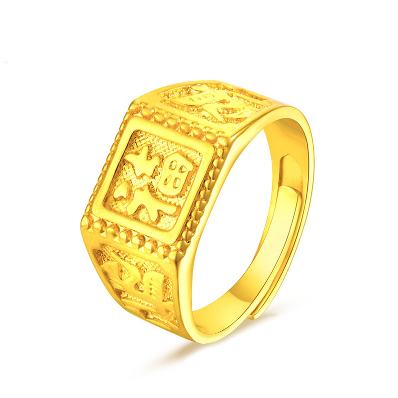 Cincin Emas Asli Kadar 375 Model Terbuka Dapat Disesuaikan Untuk Pria