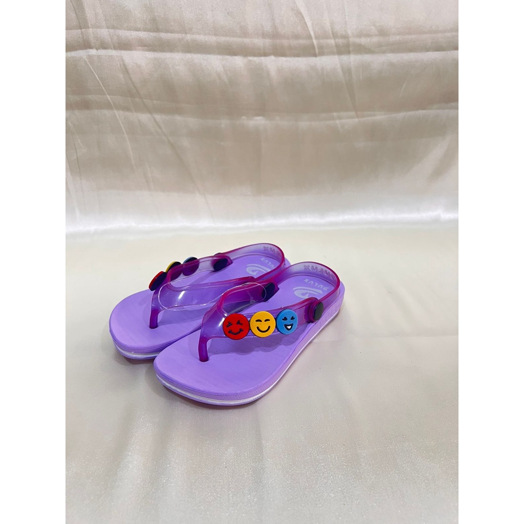 DX-397E Sandal Jepit Anak Perempuan Karakter Emoji Smile / Sandal Jepit Karet Anak Cewek Tali Belakang Merek Dulux Size 20-25