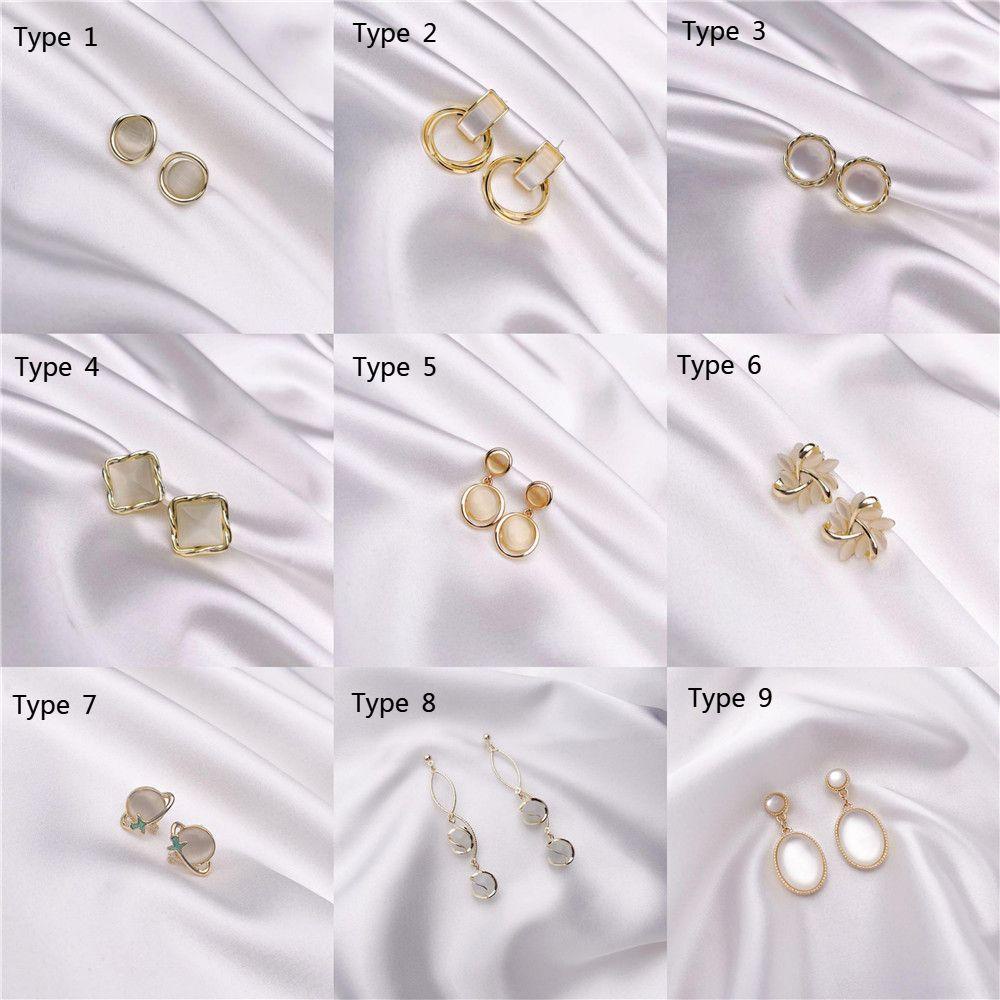 Lily Ear Nail Hadiah Elegan Opal Kelopak Tembaga Zirkon Menjuntai Anting