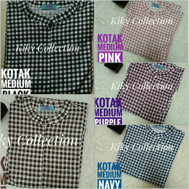 Gamis katun jepang ori Kiky motif kotak medium kiky collection