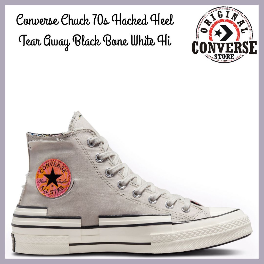 ORIGINAL CONVERSE CHUCK 70s HACKED HEEL TEAR AWAY BLACK BONE WHITE Hi A00730C MENS
