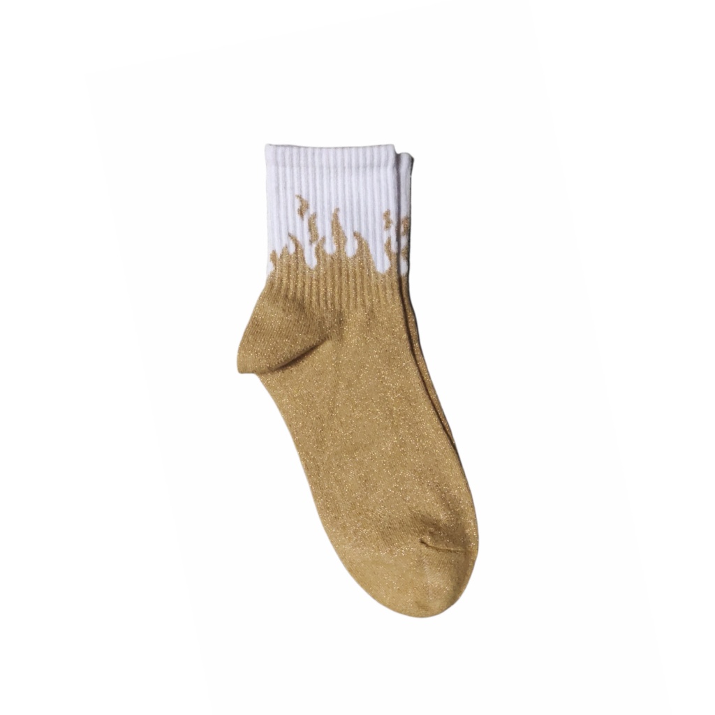 Kaos Kaki Motif Lucu-Lucu / Buah / Snack / Christmas / Snoopy / Leopard BEBAS PILIH (EXPT)-E7 Flame BlinkGold