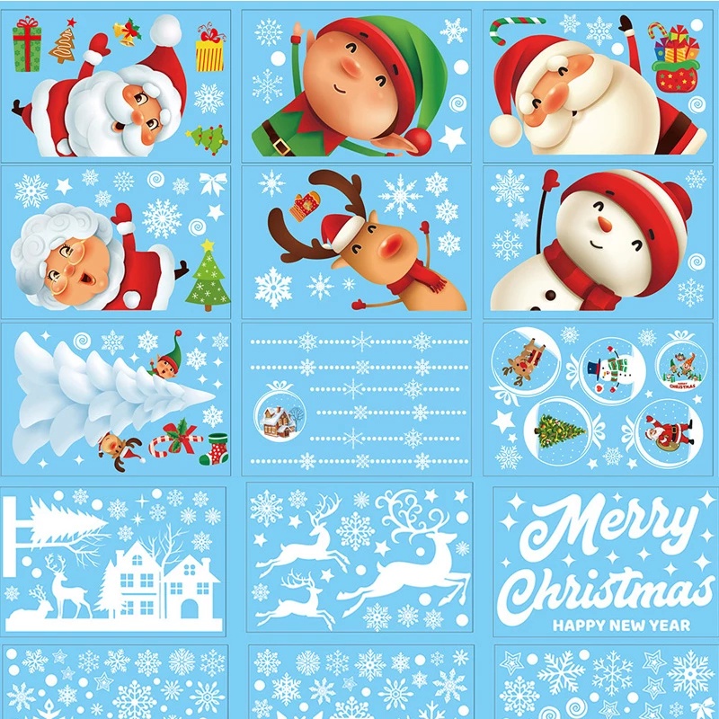 Stiker Jendela Desain Santa Claus Elk Ukuran 20x30cm Untuk Dekorasi Rumah