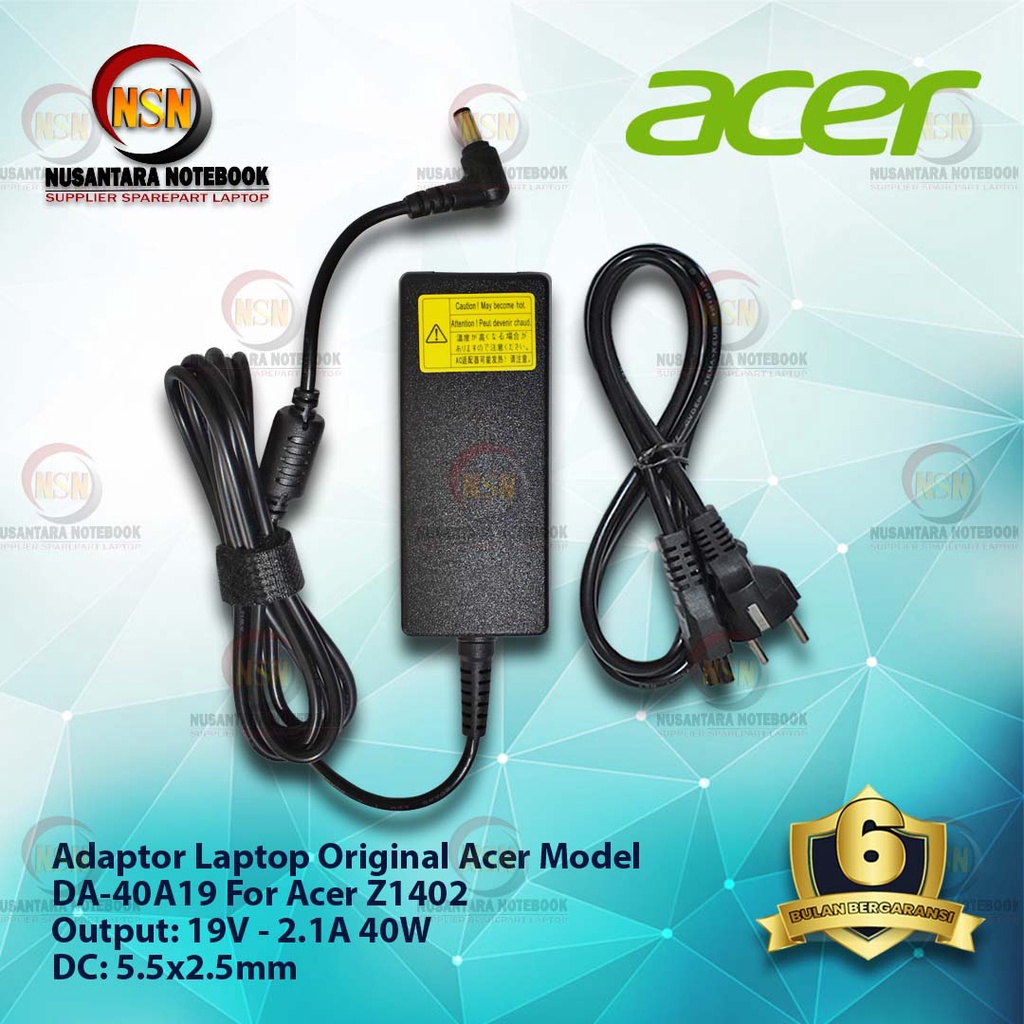 Adaptor Charger Original Acer 19V-2.1A DC 5.5 X 2.5mm for Laptop Z1402