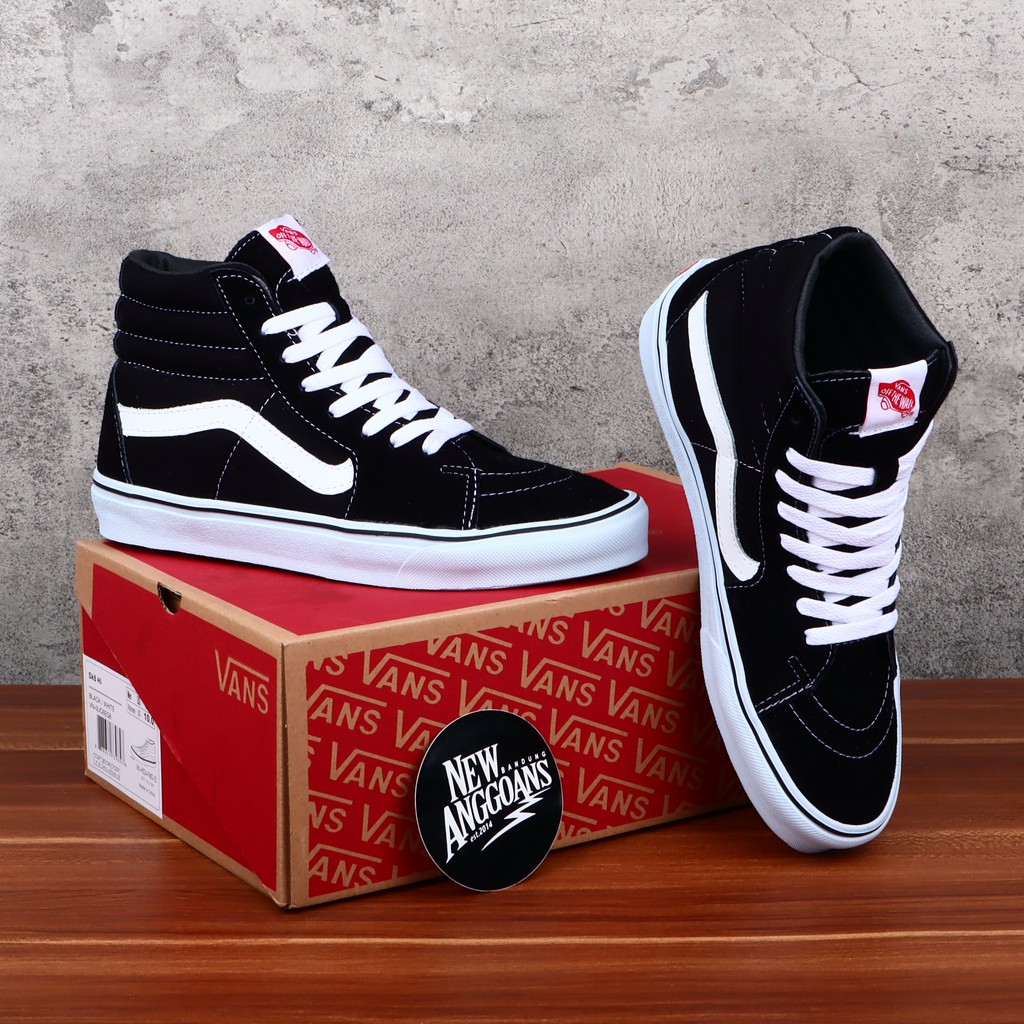 Sepatu Vans SK8 Hi High Classic Black White Hitam Putih - Sneakers