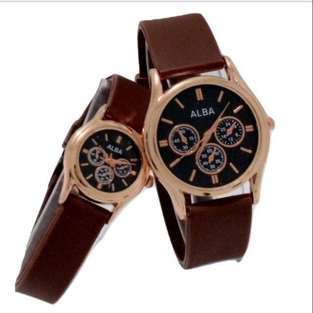 Jam Tangan Couple/Pria/Wanita Alba Couple Strap Rubber