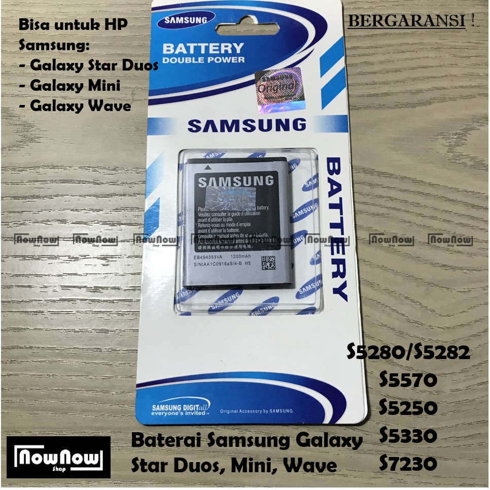 Baterai Samsung Galaxy Star Duos S5280 S5282 - Mini S5570 - Wave S5250 S5330 S7230 ORI Batre SEIN