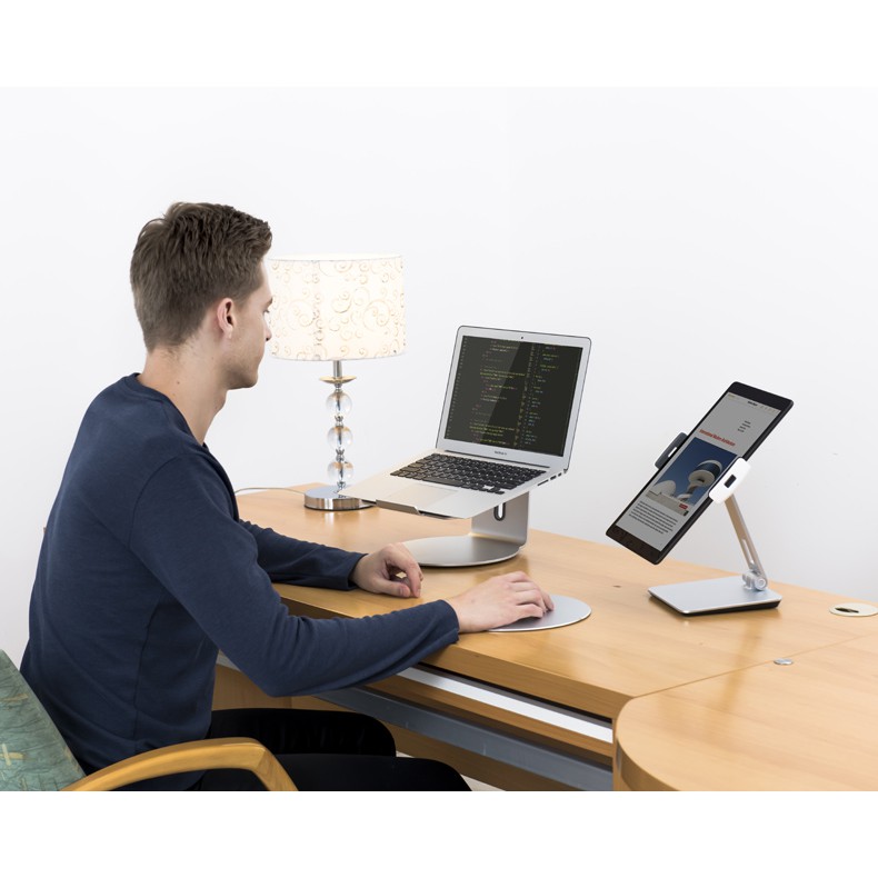 POS Tablet Stand Holder Desktop AP-7X - SILVER [ Alat Kasir Toko / Gudang ]