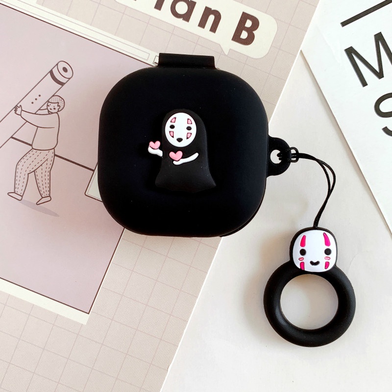 Case Pelindung Earphone Bahan Silikon Motif Kartun Dengan Gantungan Kunci Untuk Samsung Galaxy buds Live / buds pro