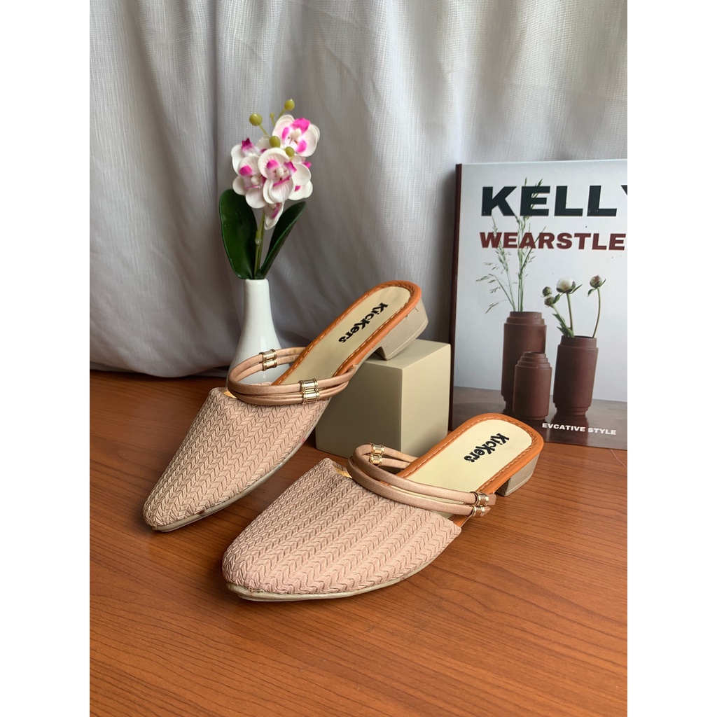 (HARGA PROMO = PACKING TANPA KARDUS) SLOP GEMPI 3 sandal sendal wedges cewek model baru wanita termurah terlaris Sepatu Bapau Wanita Rajut import hak 3cm Sandal Wanita Hels Wanita Sandal Slop Sendal Selop Rajut Import