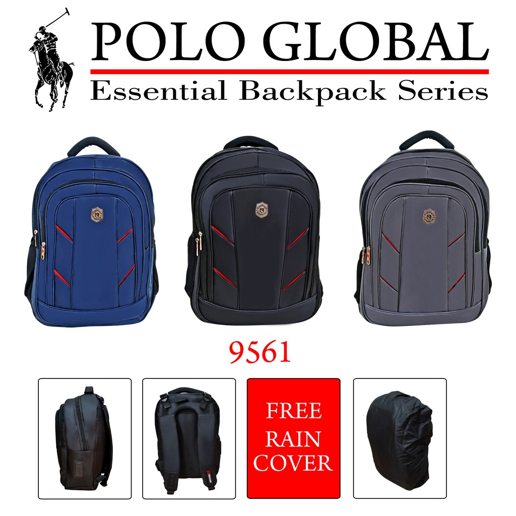 PROMO TAS RANSEL / TAS KERJA PRIA KEKINIAN POLO GLOBAL ORIGINAL FREE RAIN COVER