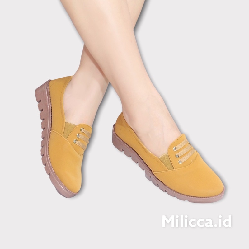 Milicca Sepatu Wanita Slip On Kekinian Kasual Wanita Terlaris Wafel