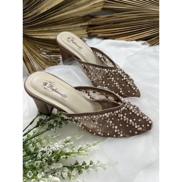 RAFAIZOUTFIt sepatu Yesika mocca sepatu wedding heels  cantik tinggi 7cm