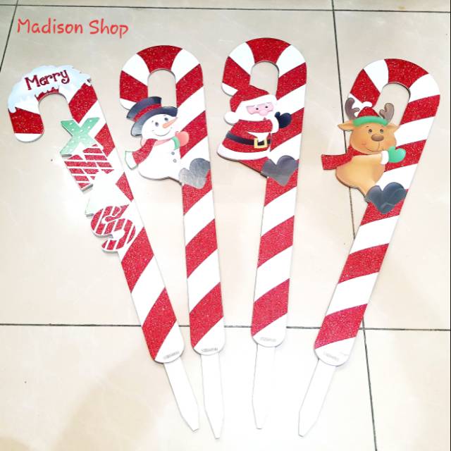 DEKORASI POPSICLE CANDY CANE STICK NATAL TONGKAT DEKOR SANTA XMAS DEKORASI NATAL MURAH